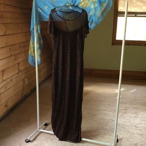 Retrospect-Vintage Fashion brown  sequin gown by Stenay size 14 full length.